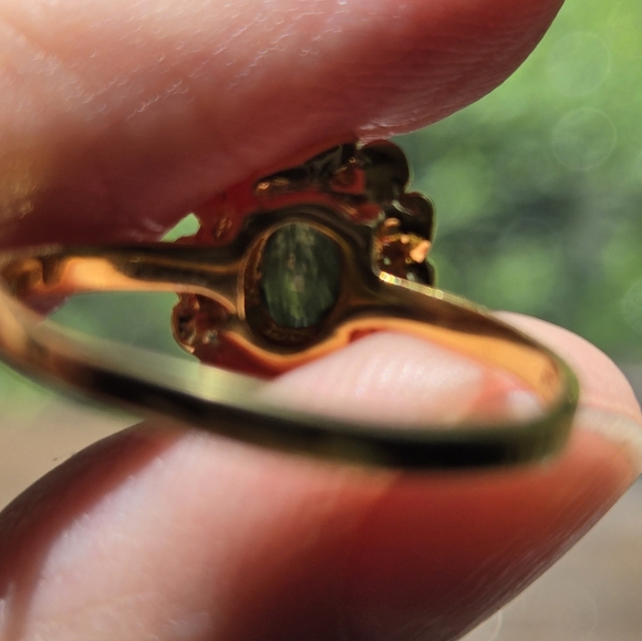 2k Sapphire flower sterling & gold ring sz8 - Picture 8 of 8